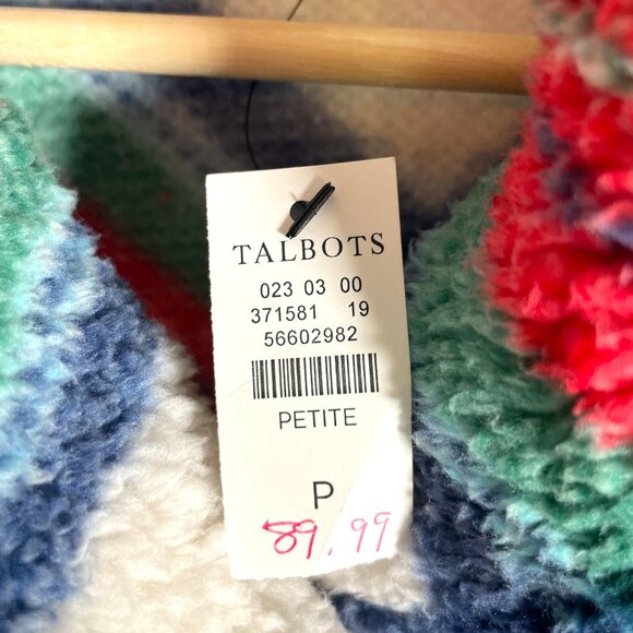 TALBOTS Ultra Plush Sherpa Fleece Zip Pullover Sweater Sz P (XS-S Petite) NEW - Picture 7 of 9